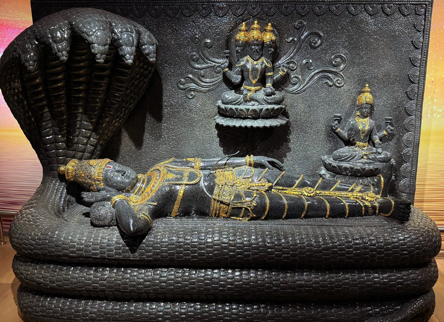 Ananta Shayana Vishnu sculpture depicting Vishnu reclining on the serpent Ananta