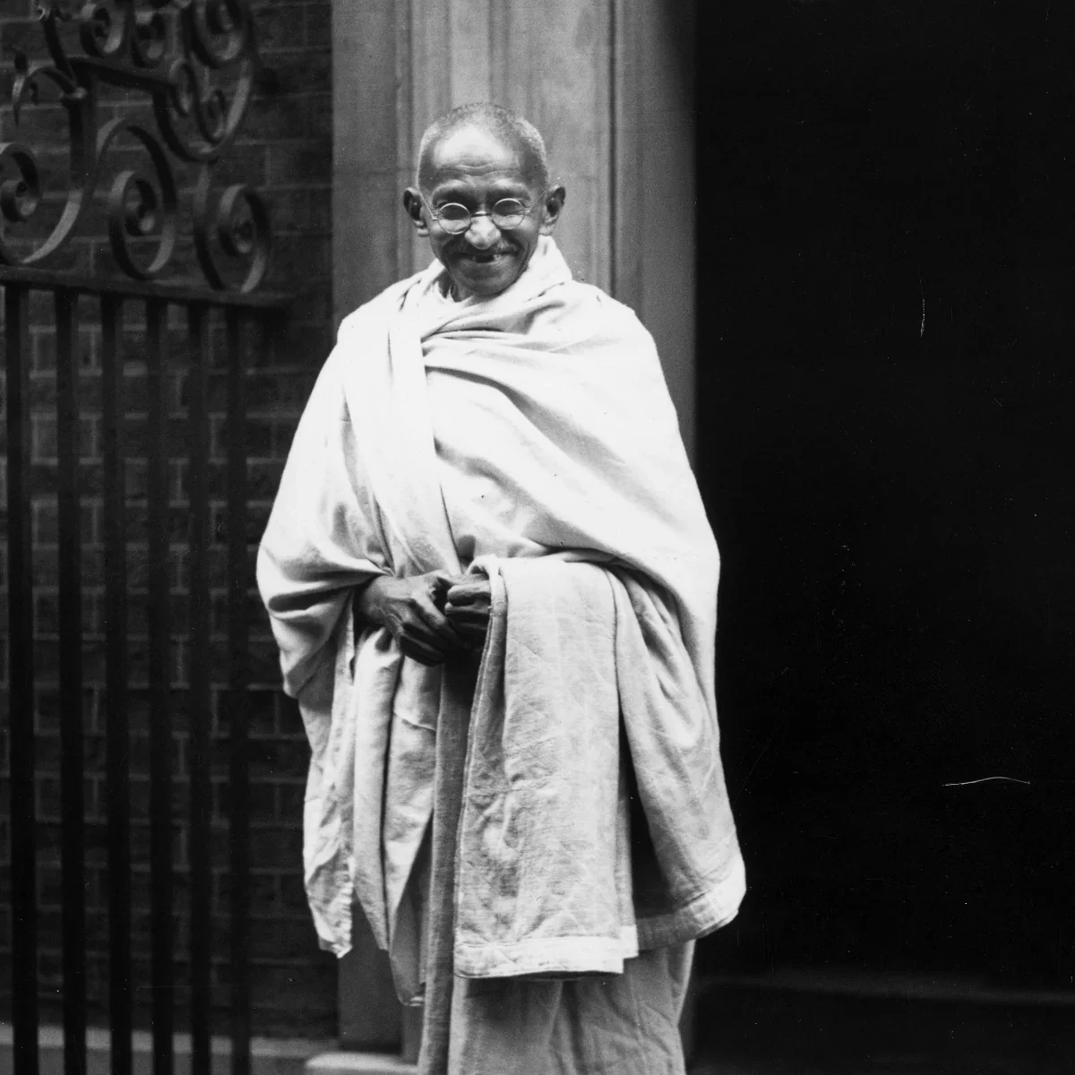 Mahatma Gandhi wearing a simple draped cloth
