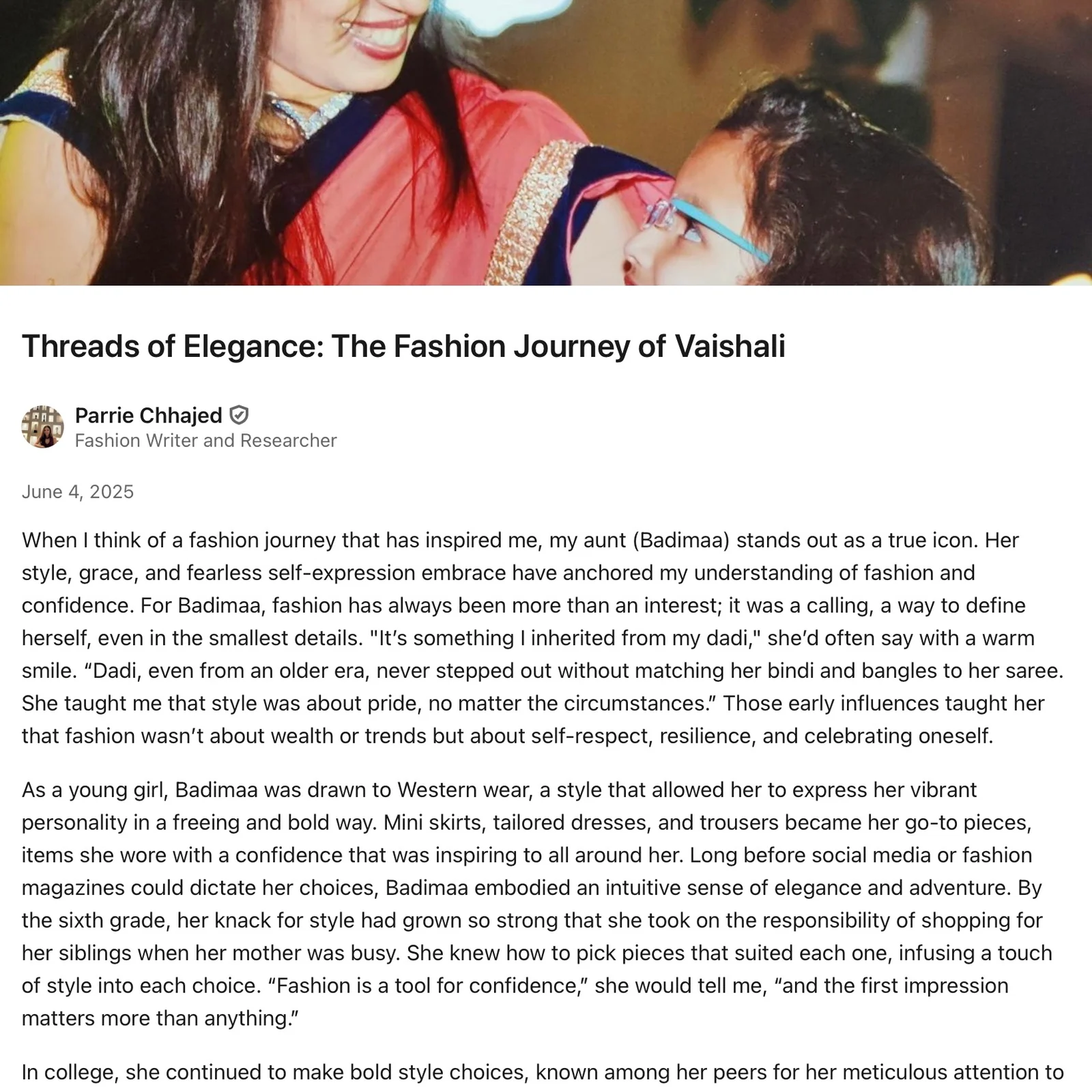 Cover for Vaishali Shadangule: A Runway Review