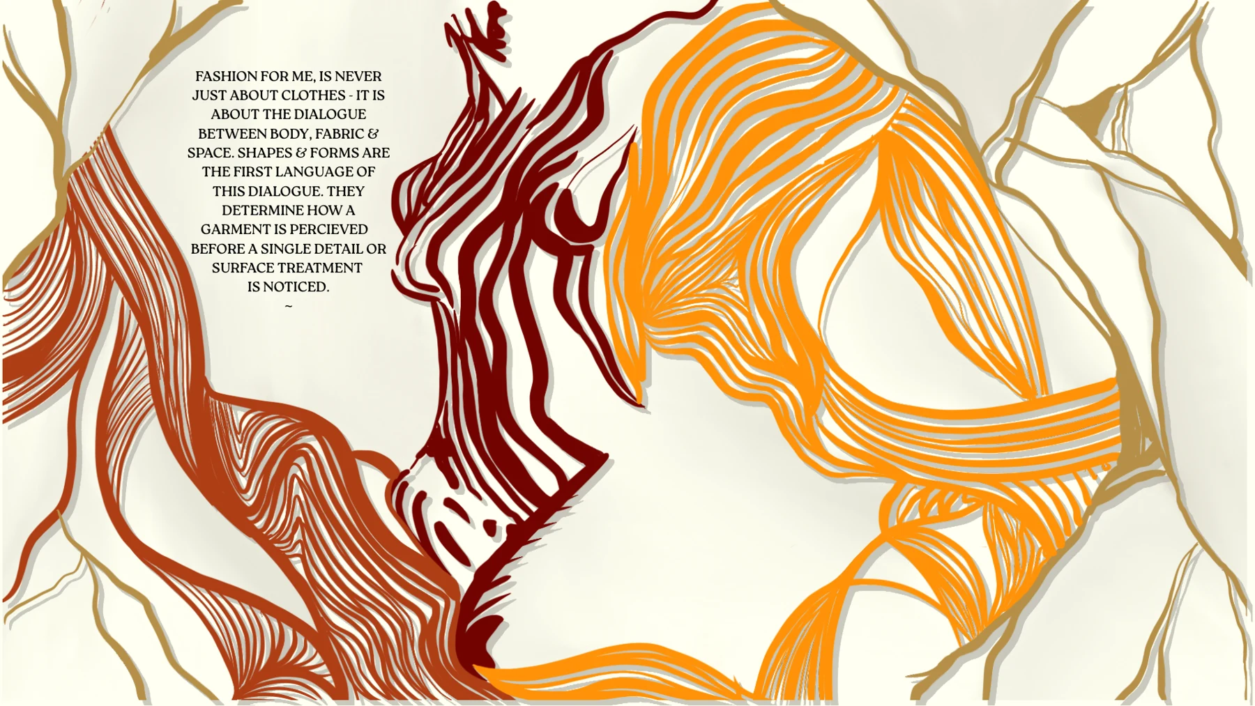 Kintsugi body, fabric and space drawing and design statement