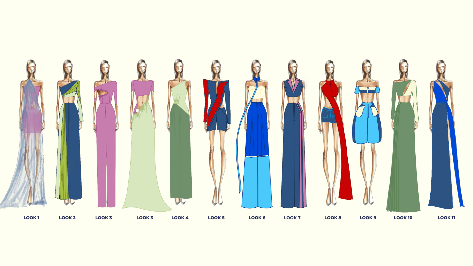 NEVER SUBTLE: Eleven-look line-up / colour, proportion and repetition