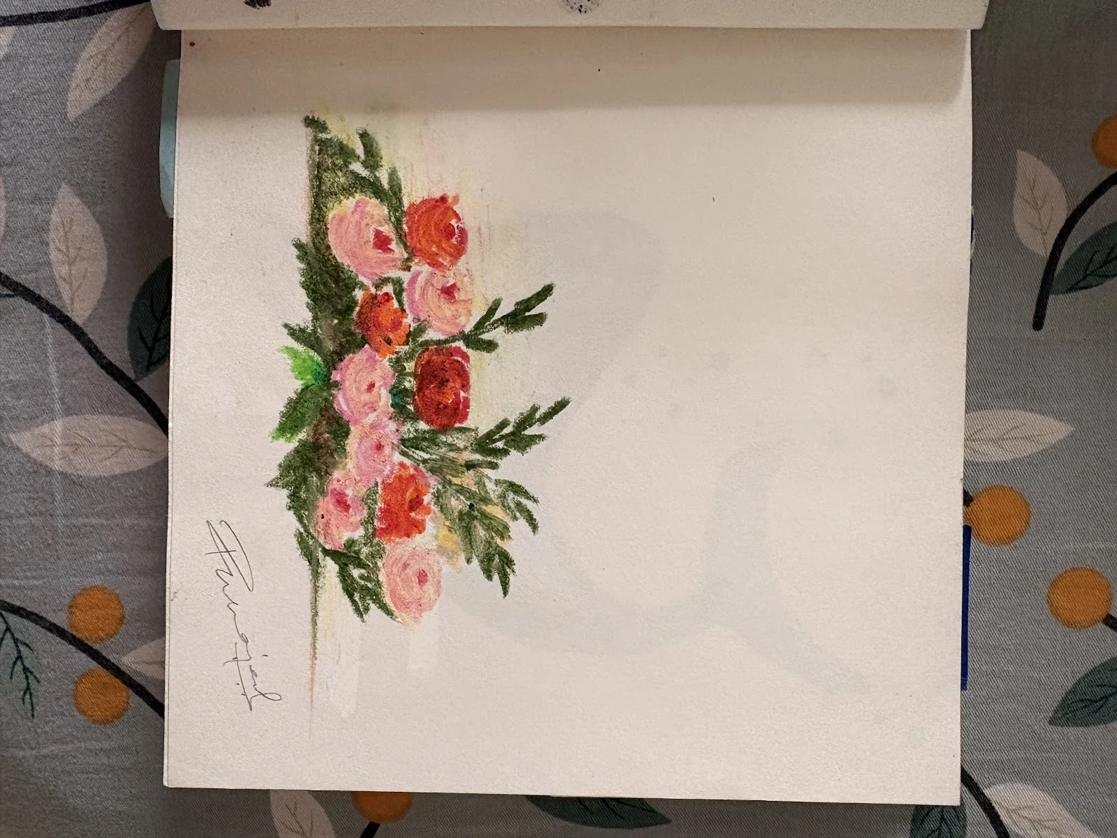 Small floral colour study painted in a sketchbook